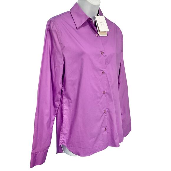 GreyVen Reiki Boyfriend Purple Collared Button Up Blouse Top Size S NEW Tags - Picture 12 of 12